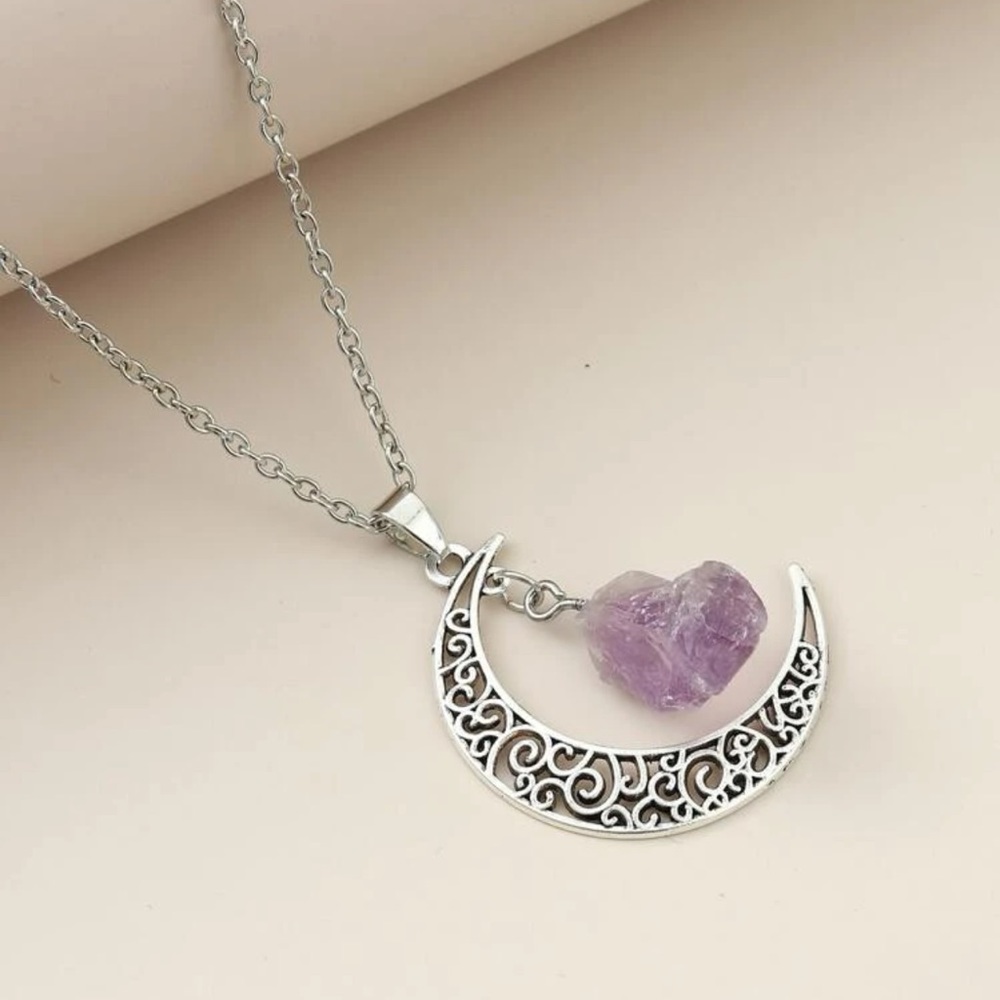 Amethyst moon necklace